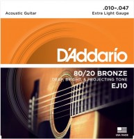 Купить струны DAddario 80/20 Bronze 10-47  по цене от 334 грн.