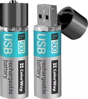 Купить аккумулятор / батарейка ColorWay 2xAA 1200 mAh USB  по цене от 495 грн.