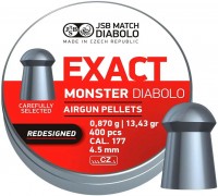 Купить пули и патроны JSB Exact Monster Diabolo Redesigned 4.5 mm 0.87 g 400 pcs: цена от 660 грн.