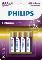 Купить аккумулятор / батарейка Philips Lithium Ultra 4xAAA  по цене от 435 грн.