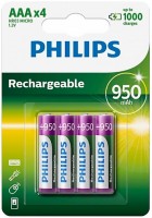 Купить аккумулятор / батарейка Philips MultiLife 4xAAA 950 mAh  по цене от 435 грн.