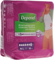 Купити підгузки Depend Pants Woman M/L (/ 10 pcs) за ціною від 237 грн.