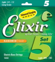 Купить струни Elixir Bass 5-String Nanoweb 45-130: цена от 3175 грн.