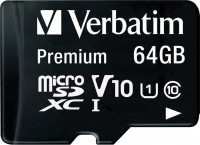 Купити карта пам'яті Verbatim Premium microSD UHS-I Class 10 (Premium microSDXC UHS-I Class 10 64Gb) за ціною від 306 грн.