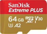 Купити карта пам'яті SanDisk Extreme Plus V30 A2 microSDXC UHS-I U3 (64Gb) за ціною від 610 грн.