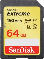 Купити карта пам'яті SanDisk Extreme SDXC Class 10 UHS-I U3 150MB/s (64Gb) за ціною від 592 грн.