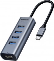 Купити кардридер / USB-хаб BASEUS USB-C to 4xUSB3.0 and HDMI  за ціною від 349 грн.