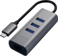 Купити кардридер / USB-хаб Satechi Type-C 2-in-1 Aluminum 3 Port Hub with Ethernet за ціною від 3350 грн.