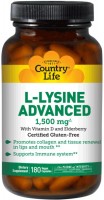 Купити амінокислоти Country Life L-Lysine Advanced 1500 mg (180 cap) за ціною від 1662 грн.