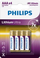 Купити акумулятор / батарейка Philips Ultra Lithium 4xAAA  за ціною від 389 грн.