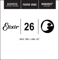 Купити струни Elixir Acoustic Nanoweb Phosphor Bronze Single 26  за ціною від 265 грн.