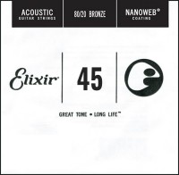 Купить струны Elixir Acoustic Nanoweb 80/20 Bronze Single 45  по цене от 215 грн.