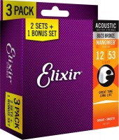 Купити струни Elixir Acoustic 80/20 Bronze NW Light 12-53 (3-Pack)  за ціною від 2285 грн.
