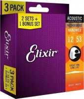 Купить струны Elixir Acoustic Phosphor Bronze NW Light 12-53 (3-Pack)  по цене от 2270 грн.