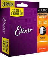 Купити струни Elixir Acoustic Phosphor Bronze NW Custom Light 11-52 (3-Pack)  за ціною від 2270 грн.