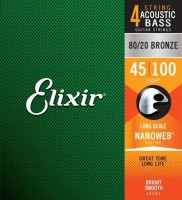 Купить струны Elixir Acoustic Bass 80/20 Bronze NW Light 45-100  по цене от 2583 грн.