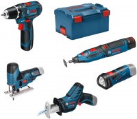 Купить набор электроинструмента Bosch GSR 12V-15 + GST 12V-70 + GRO 12V-35 + GSA 12V-14 + GLI 12V-80 Professional 0615990G0D  по цене от 18999 грн.