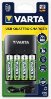Купити зарядка для акумуляторної батарейки Varta Value USB Quattro Charger + 4xAA 2100 mAh  за ціною від 1271 грн.