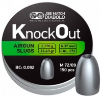 Купить пули и патроны JSB Knock Out Slugs 6.37 mm 2.17 g 150 pcs: цена от 524 грн.