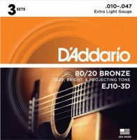 Купити струни DAddario 80/20 Bronze 10-47 (3-Pack)  за ціною від 975 грн.