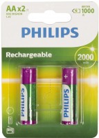 Купити акумулятор / батарейка Philips Rechargeable 2xAA 2000 mAh за ціною від 405 грн.