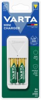 Купить зарядка для акумуляторної батарейки Varta Mini Charger 57656 + 2xAA 2100 mAh: цена от 829 грн.