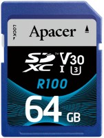 Купити карта пам'яті Apacer SD UHS-I U3 V30 Class 10 (SDXC UHS-I U3 V30 Class 10 64Gb) за ціною від 261 грн.