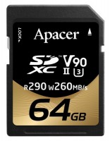 Купити карта пам'яті Apacer SDXC UHS-II U3 V90 Class 10 за ціною від 1510 грн.