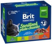 Купити корм для кішок Brit Premium Pouch Sterilised Plate Chunks 12 pcs  за ціною від 272 грн.