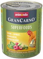 Купити корм для собак Animonda GranCarno Superfoods Chicken/Spinach/Raspberry 800 g  за ціною від 239 грн.