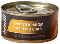 Купить корм для кошек AnimAll Cat Can Adult Chicken with Crab 85 g  по цене от 41 грн.