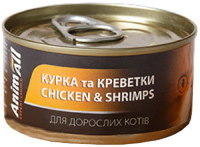 Купить корм для кішок AnimAll Cat Can Adult Chicken with Shrimps 85 g: цена от 44 грн.