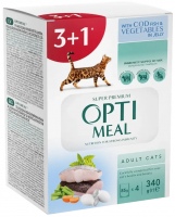 Купити корм для кішок Optimeal Adult Cod Fish with Vegetables in Jelly 4 pcs  за ціною від 82 грн.