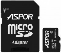 Купити карта пам'яті Aspor MicroSDHC UHS-III Class 10 + SD adapter (128Gb) за ціною від 372 грн.