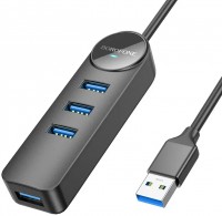 Купить картридер / USB-хаб Borofone DH5 Erudite 4-in-1 4xUSB3.0 (1.2m)  по цене от 295 грн.