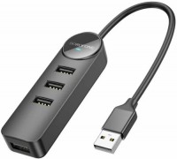 Купить кардридер / USB-хаб Borofone DH5 Erudite 4-in-1 USB3.0 + 3xUSB2.0 (0.2m): цена от 319 грн.