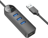 Купити кардридер / USB-хаб Borofone DH6 Erudite 4-in-1 3xUSB3.0 + RJ45 (1.2m)  за ціною від 477 грн.
