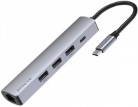 Купити кардридер / USB-хаб Proove Iron Link 5 in 1 (3*USB3.0 + Type C + RJ45)  за ціною від 1199 грн.
