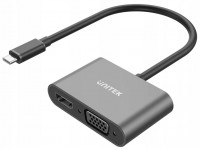 Купити кардридер / USB-хаб Unitek USB-C to HDMI and VGA Adapter за ціною від 1890 грн.