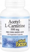 Купить спалювач жиру Natural Factors Acetyl-L-Carnitine 500 mg 120 cap: цена от 1369 грн.