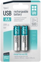 Купить акумулятор / батарейка ColorWay 2xAA 2220 mAh USB Type-C: цена от 494 грн.