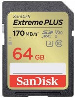 Купити карта пам'яті SanDisk Extreme Plus SD UHS-I U3 Class 10 (Extreme Plus SDXC UHS-I U3 Class 10 64Gb) за ціною від 568 грн.