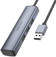 Купити кардридер / USB-хаб Borofone DH12 Smart 4-in-1 USB to USB2.0x4 (1.2m)  за ціною від 199 грн.