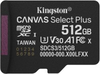 Купити карта пам'яті Kingston microSD Canvas Select Plus Gen3 (512Gb w/o Adapter) за ціною від 1999 грн.