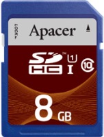 Купити карта пам'яті Apacer SDHC UHS-I Class 10 (8Gb) за ціною від 162 грн.