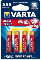 Купити акумулятор / батарейка Varta Max Tech 4xAAA  за ціною від 190 грн.