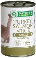Купити корм для кішок Natures Protection Neutered Canned Turkey/Salmon/Rice 400 g  за ціною від 158 грн.