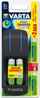 Купити зарядка для акумуляторної батарейки Varta Pocket Charger + 2xAA 2100 mAh + 2xAAA 800 mAh  за ціною від 1115 грн.