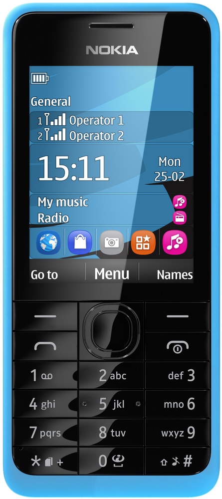 Мобильный телефон Nokia 301 Dual SIM (Cyan)